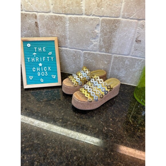 Larroude Shoes - Larroude Charli Gold Silver Metallic Strap Sandals Mules 6.5 NWOT HARD TO FIND